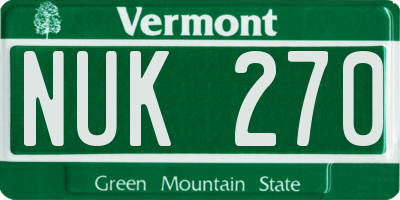 VT license plate NUK270