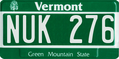 VT license plate NUK276