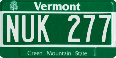 VT license plate NUK277