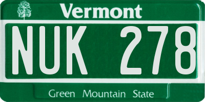 VT license plate NUK278