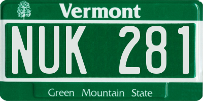 VT license plate NUK281