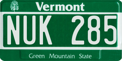 VT license plate NUK285