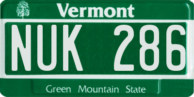 VT license plate NUK286