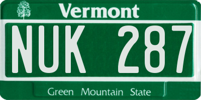 VT license plate NUK287