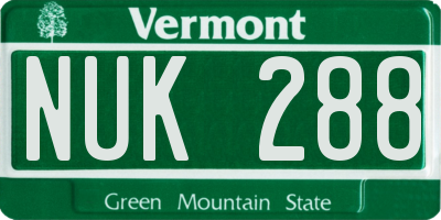 VT license plate NUK288