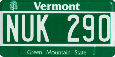 VT license plate NUK290