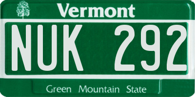 VT license plate NUK292