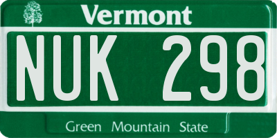 VT license plate NUK298