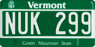 VT license plate NUK299