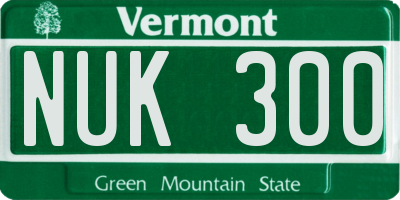 VT license plate NUK300