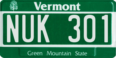VT license plate NUK301
