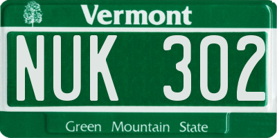 VT license plate NUK302