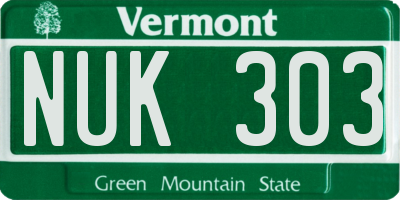 VT license plate NUK303