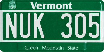 VT license plate NUK305