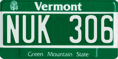 VT license plate NUK306