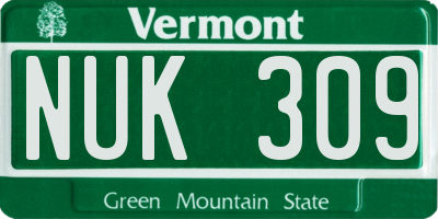 VT license plate NUK309