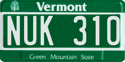 VT license plate NUK310