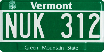 VT license plate NUK312