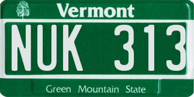 VT license plate NUK313