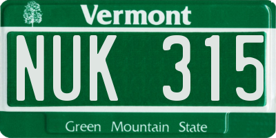 VT license plate NUK315