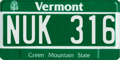 VT license plate NUK316