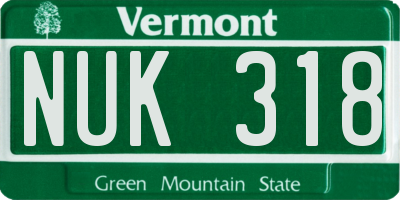 VT license plate NUK318