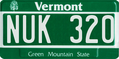 VT license plate NUK320