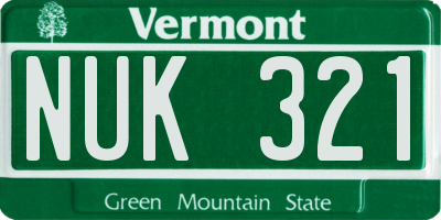VT license plate NUK321