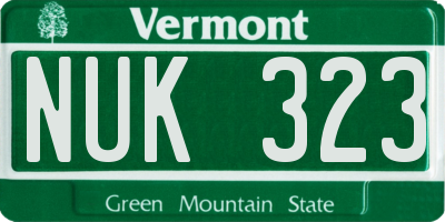 VT license plate NUK323