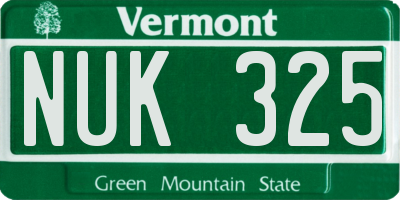 VT license plate NUK325