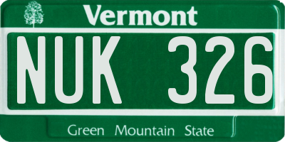 VT license plate NUK326