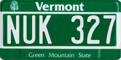 VT license plate NUK327