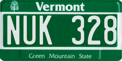 VT license plate NUK328