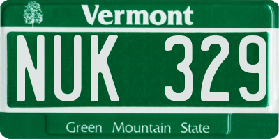 VT license plate NUK329