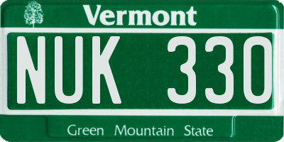 VT license plate NUK330