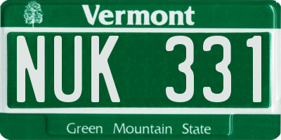 VT license plate NUK331