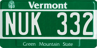 VT license plate NUK332