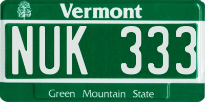 VT license plate NUK333