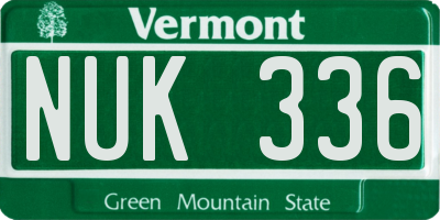 VT license plate NUK336