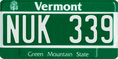 VT license plate NUK339