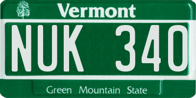 VT license plate NUK340