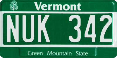 VT license plate NUK342