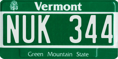 VT license plate NUK344