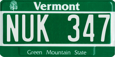 VT license plate NUK347