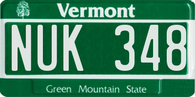 VT license plate NUK348