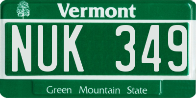 VT license plate NUK349
