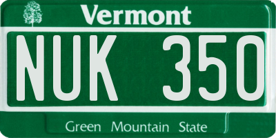 VT license plate NUK350