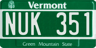 VT license plate NUK351