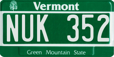 VT license plate NUK352
