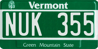 VT license plate NUK355